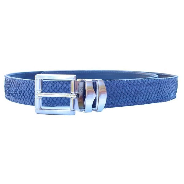 Belt, Salmon leather, 34 mm, Dark blue