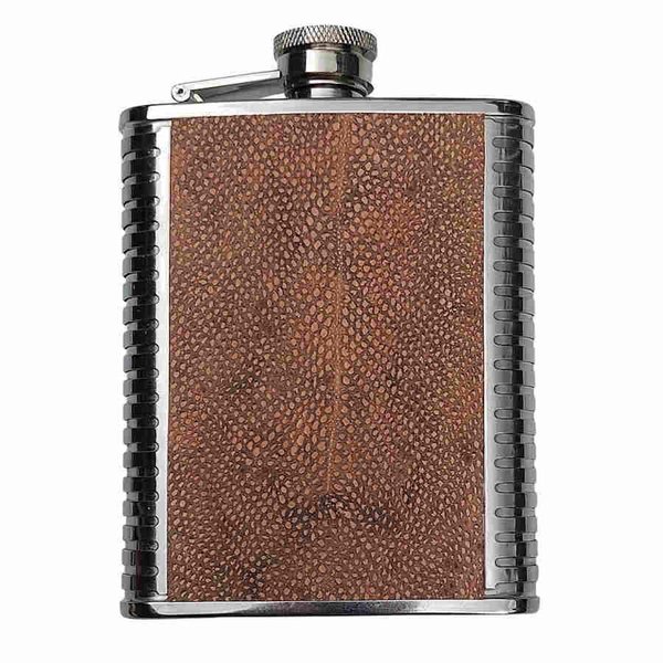 Hip flask 18 cl, burbot leather, brown