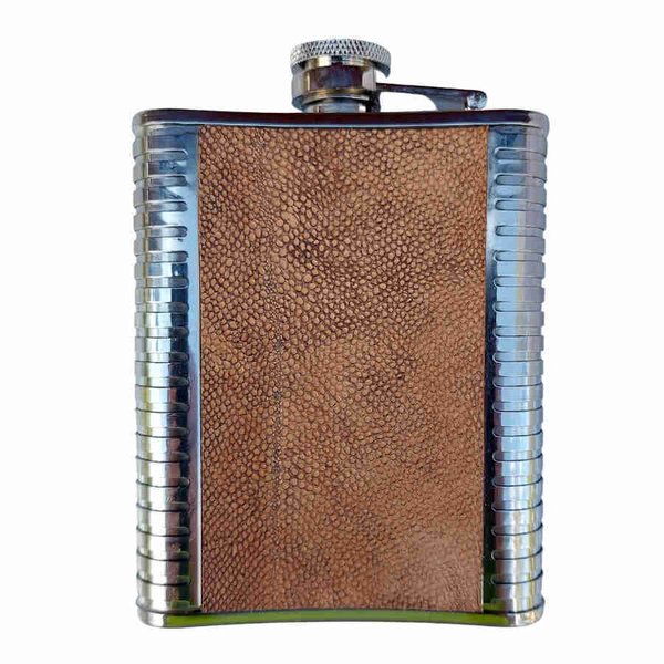 Hip flask 18 cl, burbot leather, brown