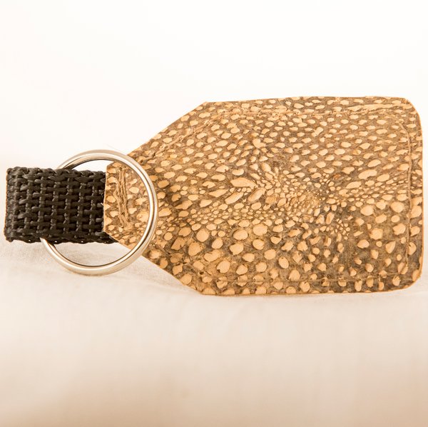 Flat Keychain made of burbot skin leather