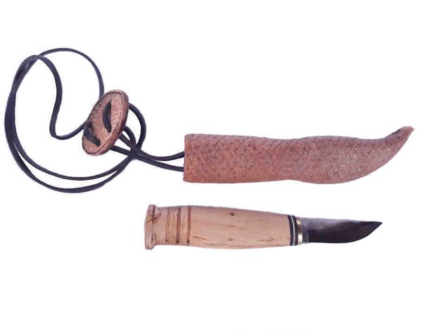 Neck knive with Salmon leather steath, SK20-15