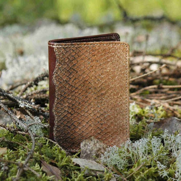 Wallet Harry with coinpocket, Salmon leather decoration