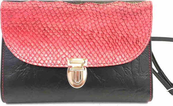 Women's small shoulder bag, salmon skin leather