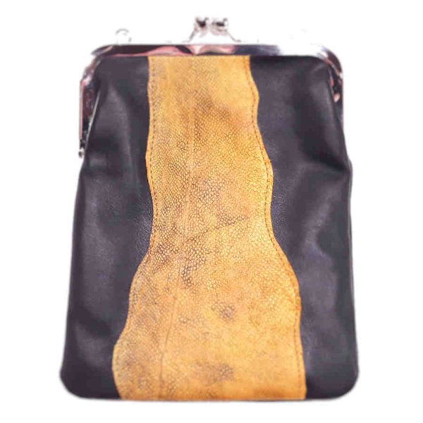 Framed shoulder bag, Burbot leather